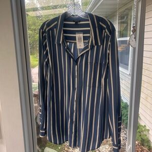 Torrid Blue and White Striped Blouse